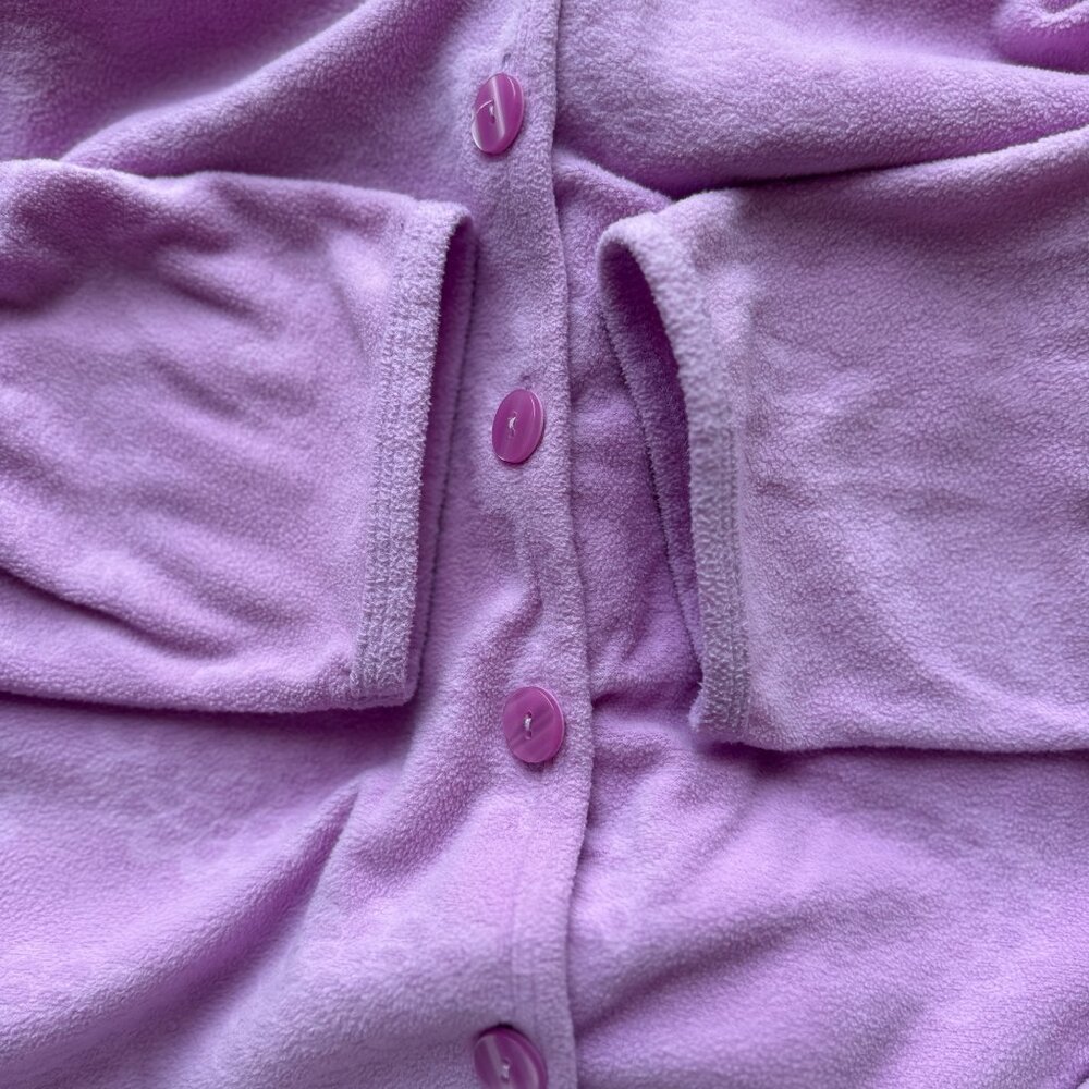 Pink K Button-Up Pajama Soft Textured 100% Polyester Lounge Wear 1X 2-Piece Set - Picture 3 of 8